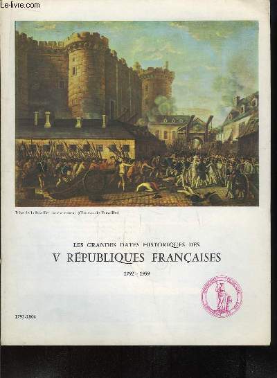 Les Grandes Dates Historiques des V Rpubliques Franaises. 1792 - 1804