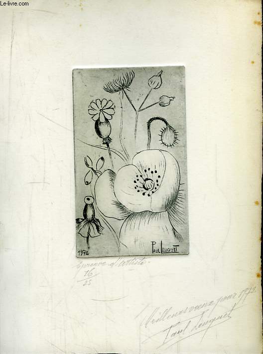 Epreuve d'Artiste N16 / 25 originale, repsentant diffrents varits d fleurs.