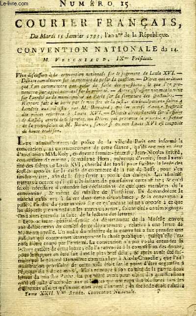 Courrier Franais N15, du mardi 15 janvier 1793