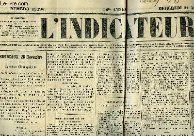 L'Indicateur N15296 - 52me anne, du mercredi 21 novembre 1855
