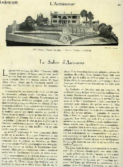 L'Architecture. N12 - Volume XL : Le Salon d'Automne - Congrs archologique de France 1927, 90e session.