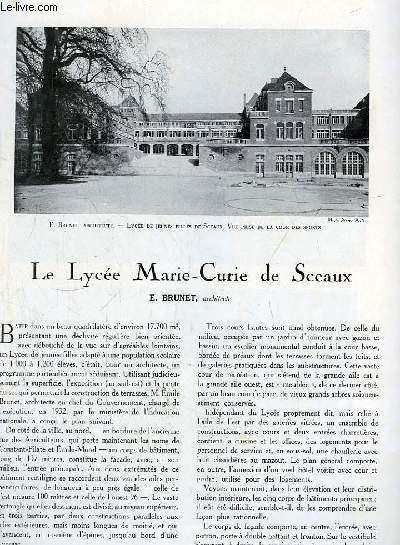 L'Architecture. N5 - Volume L : Le Lyce Marie-Curie de Sceaux, de E. Brunet - Ensemble municipal  Svres de Formery - Porte d'entre du cimetire de Passy - L'oeuvre de J. et M. Andr  Nancy - L'Architecture autrichienne au commencement du XVIIIe s.