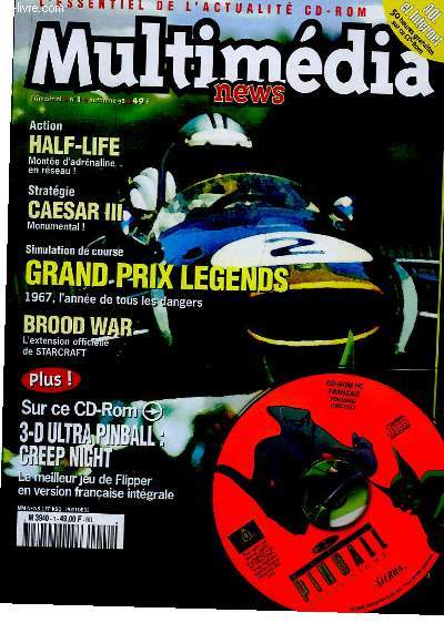 Multimdia News N1 : Half-Life, Caesar III, Grand Prix Legends - Brood War. Accompagn d'un CD-ROM : Ultra Pinball 3D