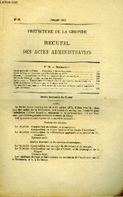 Recueil des Actes Administratifs N18 : Introduction en France d'espces de gibier exotique ...