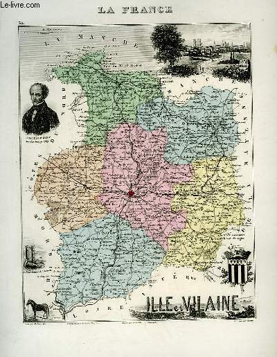 1 carte grave en couleurs de l'Ille-et-Vilaine - N34