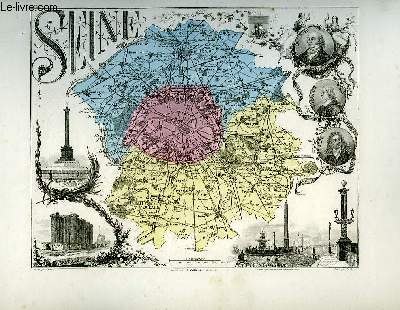 1 carte grave en couleurs du dpartement de la Seine - N72