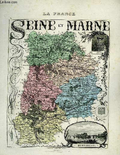 1 carte grave en couleurs du dpartement de la Seine et Marne - N74