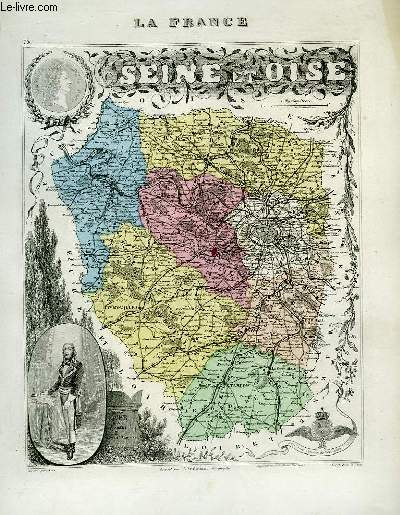 1 carte grave en couleurs du dpartement de Seine et Oise - N75
