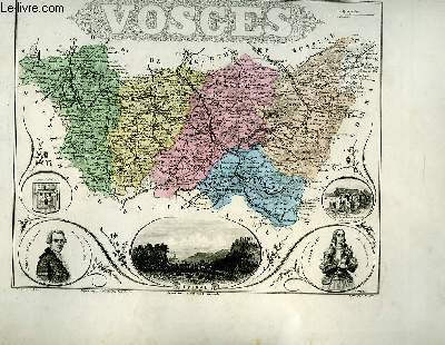 1 carte grave en couleurs des Vosges - N85