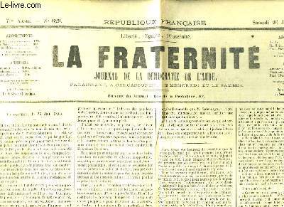 La Fraternit n629 - 7me anne. Journal de la Dmocratie de l'Aude.