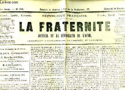 La Fraternit n689 - 8me anne. Journal de la Dmocratie de l'Aude.