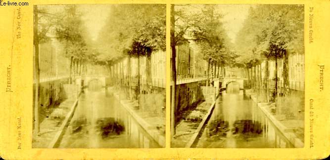 1 planche compose de 2 photographies (identiques) anciennes albumines : Canal dit Nieuwe Gracht,  Utrecht.