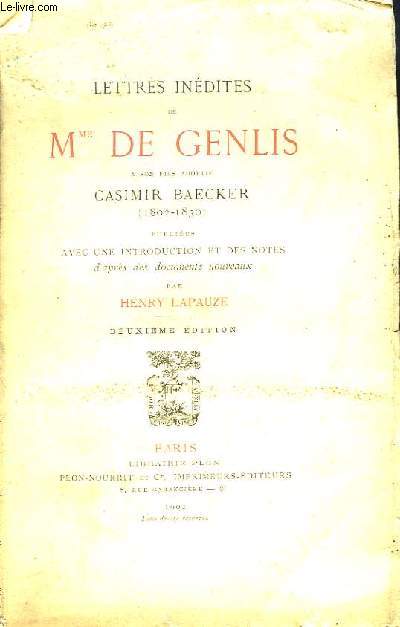 Lettres indites de Mme de Genlis  son fils adoptif Casimir Baecker (1802 - 1830)