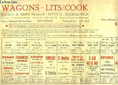 Programme d'Excursions de la Compagnie Internationale des Wagons-Lits et / ou Thos Cook ans Son Ltd.