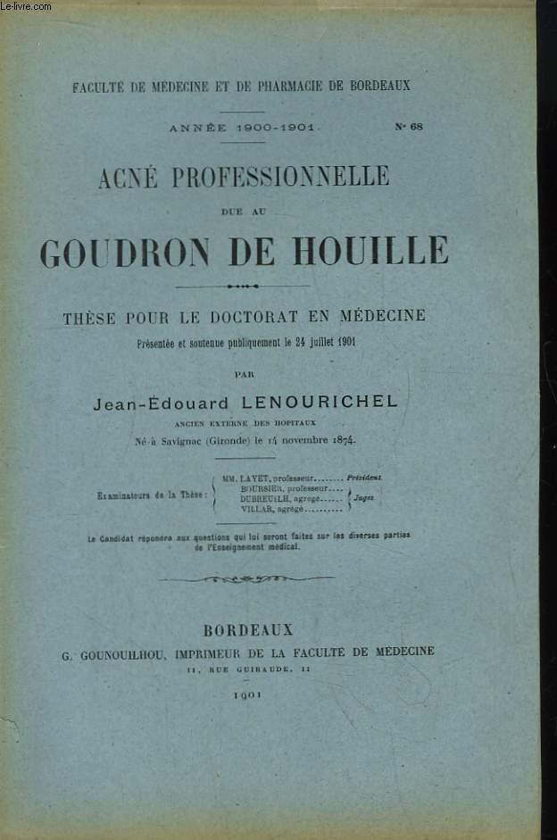 Acn Professionnelle due au Goudron de Houille. Thse pour le Doctorat en Mdecine N68
