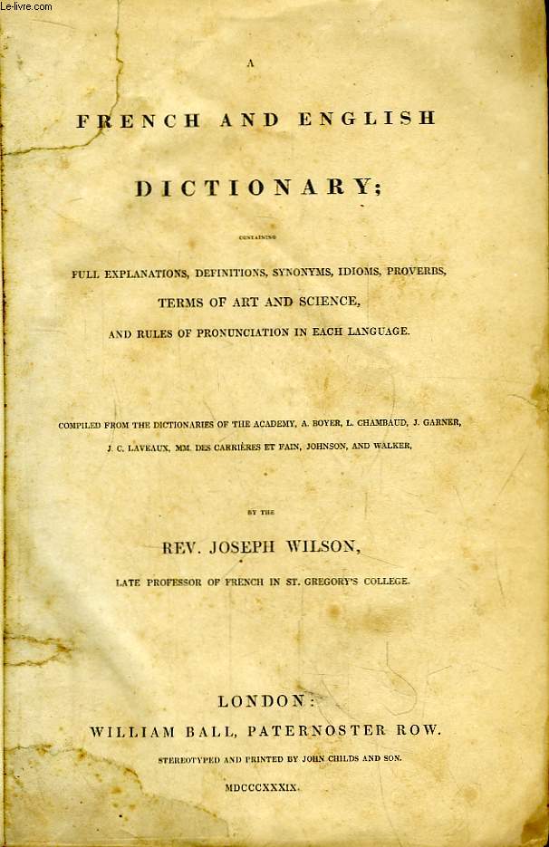 A French and English Dictionary.