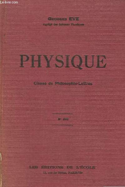 Physique, Classe de Philosophie-Lettres. N230