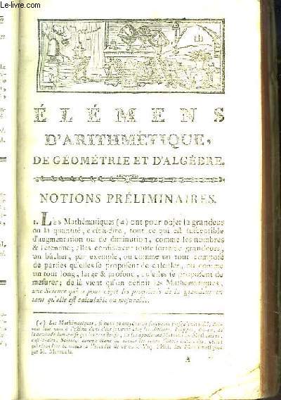 Elmens d'Arithmtique, de Gomtrie et d'Algbre.