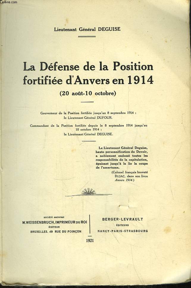 La Dfense de la Position fortifie d'Anvers en 1914 (20 aot - 10 octobre)