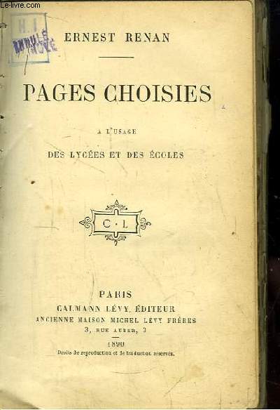Pages Choisies,  l'usage des lyces et des coles.