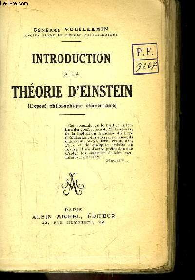 Introduction  la Thorie d'Einstein (Expos philosophique lmentaire).