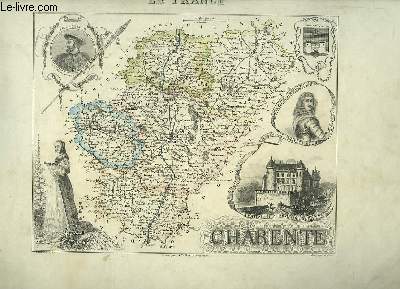 Carte grave en couleurs du dpartement de la Charente ( Planche n15)