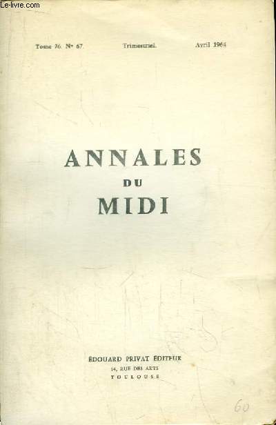 Annales du Midi, revue de la France mridionale. TOME 76, N67 : Notes sur le sens du mot 