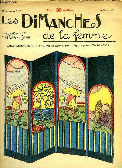 Les Dimanches de la femme N48 - 2me anne : La Paravent Japonais - Napperons en broderies et dentelles - Elgante Salle  Mager-Salon - Les Hortensias, bordure au pochoir ...