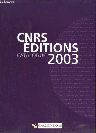 Catalogue 2003 de CNRS Editions.