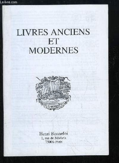 Catalogue n50 de Livres Anciens et Modernes, de la Librairie 