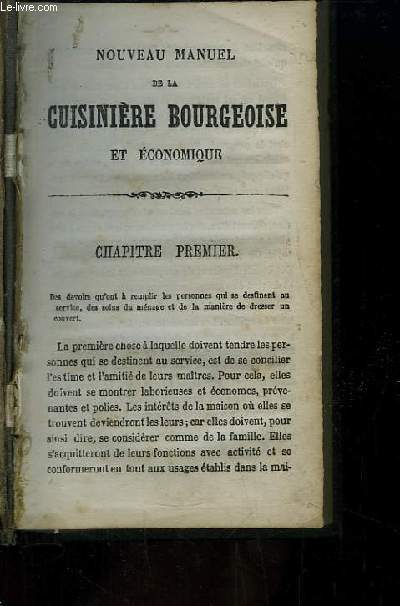 Nouveau Manuel de la Cuisinire Bourgeoise et conomique