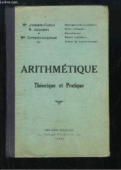 Cours d'Arithmtique thorique & pratique.