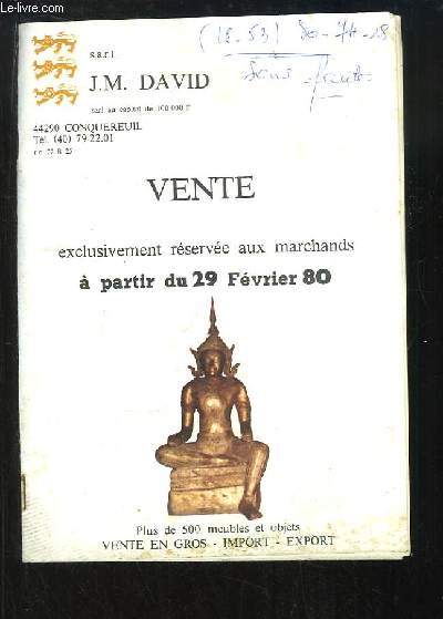 Catalogue de la Vente aux Enchres, exclusivement rserve aux marchands  partir du 29 Fvrier 1980. Meubles et Objets.