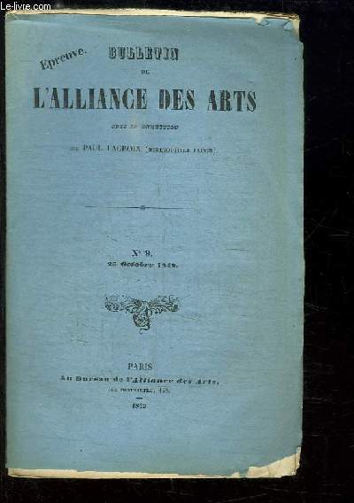 Bulletin de l'Alliance des Arts N9 : Collection de dessins de maitres provenant du Cabinet de M. Villenave.