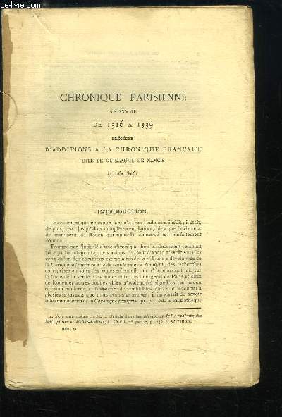 Mmoires de la Socit de l'Histoire de Paris et de l'le-de-France. TOME 11 - 1884
