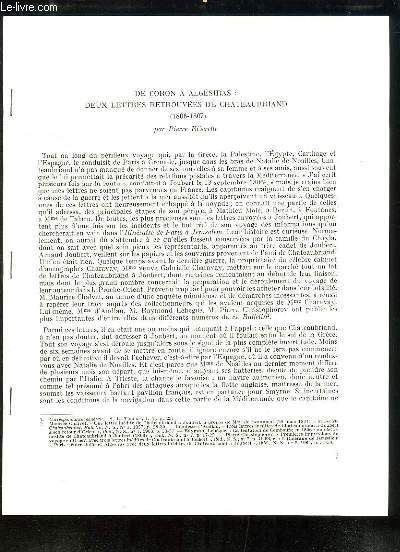 De Coron  Algsiras : deux lettres retrouves de Chateaubriand (1806 - 1807) - Tirage--part du Bulletin de la Socit de Chateaubriand,