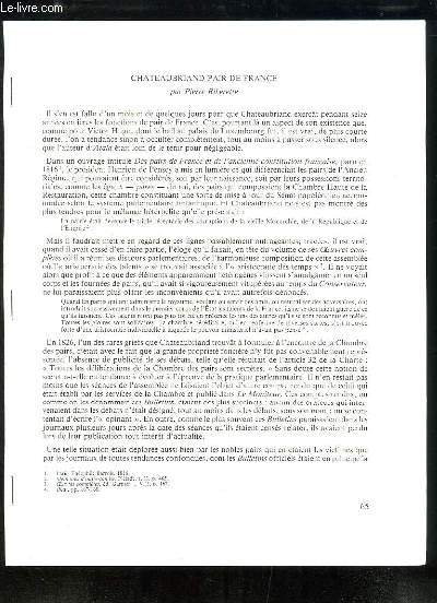 Chateaubriand Pair de France - Tirage--part du Bulletin de la Socit de Chateaubriand
