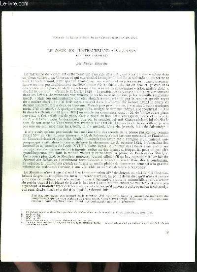 Le sosie de Chateaubriand : Salvandy (lettres indites) - Tirage--part du Bulletin de la Socit de Chateaubriand, n19
