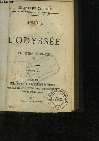 L'Odysse. Traduction de Bitaub. 3 TOMES EN UN SEUL VOLUME