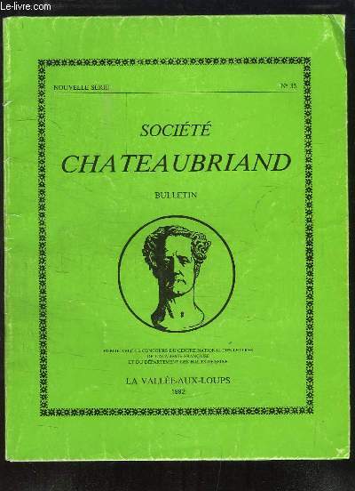 Bulletin de la Socit Chateaubriand, N35 - Nouvelle srie