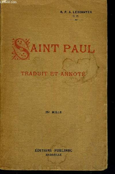 SAINT PAUL - TRADUIT ET ANNOTE - 25 E MILLE
