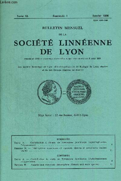 N1. TOME 55. BULLETIN MENSUEL DE LA SOCIETE LINNEENNE DE LYON. JANVIER 1985. DAVID A. - CONTRIBUTION A L ETUDEDE TYROMYCES FUMIDICEPS (APHYLLOPHORALES, POLYPORACEAE)