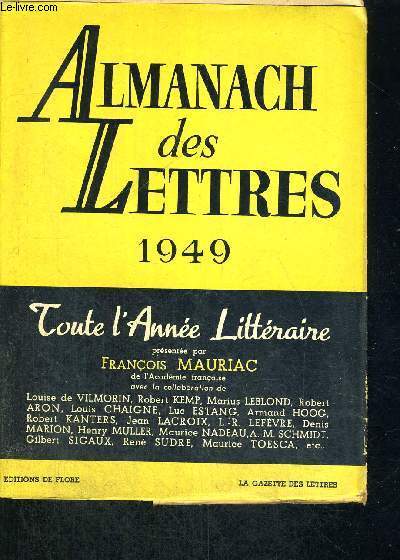 ALMANACH DES LETTRES - 1949
