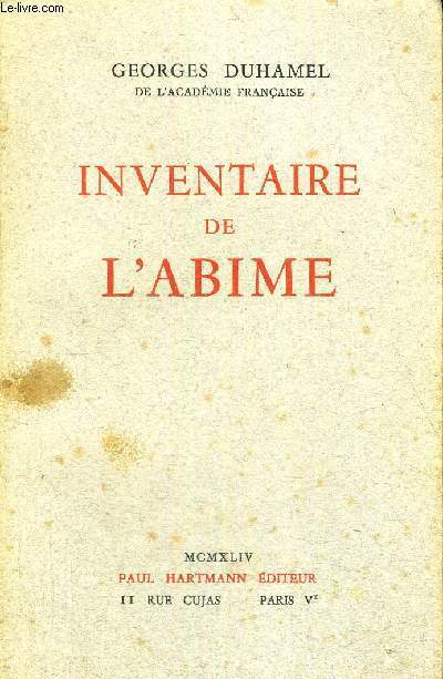 INVENTAIRE DE L'ABIME - 1884 - 1901