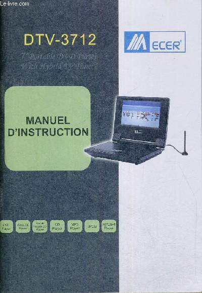 MANUEL D'INSTRUCTION - DTV-3712 - ECER - LIVRE EN FRANCAIS ET EN ANGLAIS