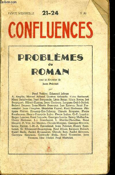 CONFLUENCES - 21-24 - REVUE MENSUELLE - 3E ANNEE - PROBLEMES DU ROMAN