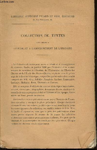 Memoires de Philippe de Commynes - Collection de textes pour servir  l'tude de l'enseignement de l'histoire