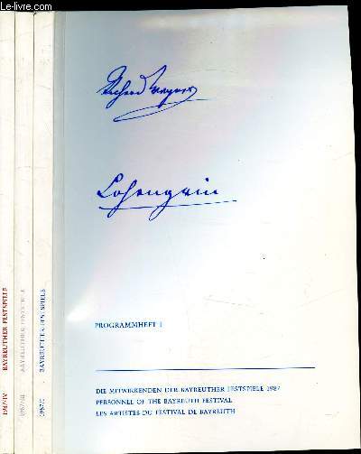 Bayreuther Festspiele - Programmheft -1987 3 Volumen ( 1-3-4) - 3 Volumes -