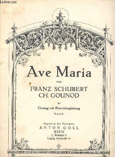Ave Maria -Gesang mit Klavierbegleitung hoch - A 860 G