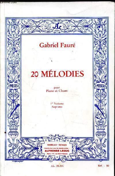 20 Mlodies pour Piano et chant - 1er Volume - Soprano - AL. 26.591 -